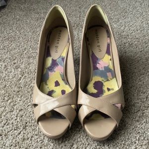 Madden Girl Nude Patton leather peep toe heel